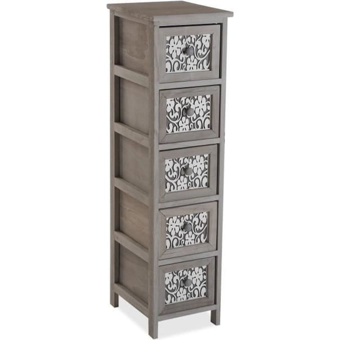 Armoire Étagère de salle de bain Ngawi - Bois - Gris - 98 x 32 x 26 cm - Versa gris