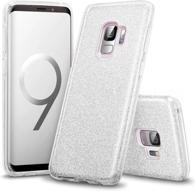 HB Hoesje Geschikt voor Samsung Galaxy S9 Plus - Glitter Back Cover - Zilver