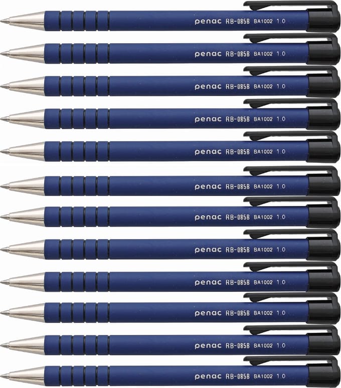 Penac Balpen - RB-085 - 12-pack - Blauw - 1.0mm - Blauwe inkt