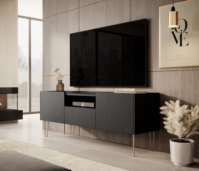Meubella - TV-Meubel Hacienda - Zwart - 144 cm