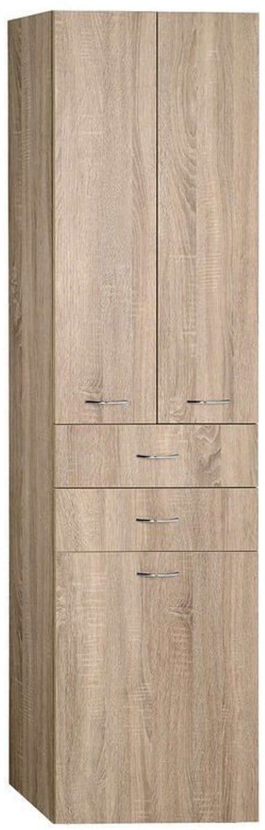 Aqualine Zoja Opbergkast met wasmand 50x184x29cm, eiken platina
