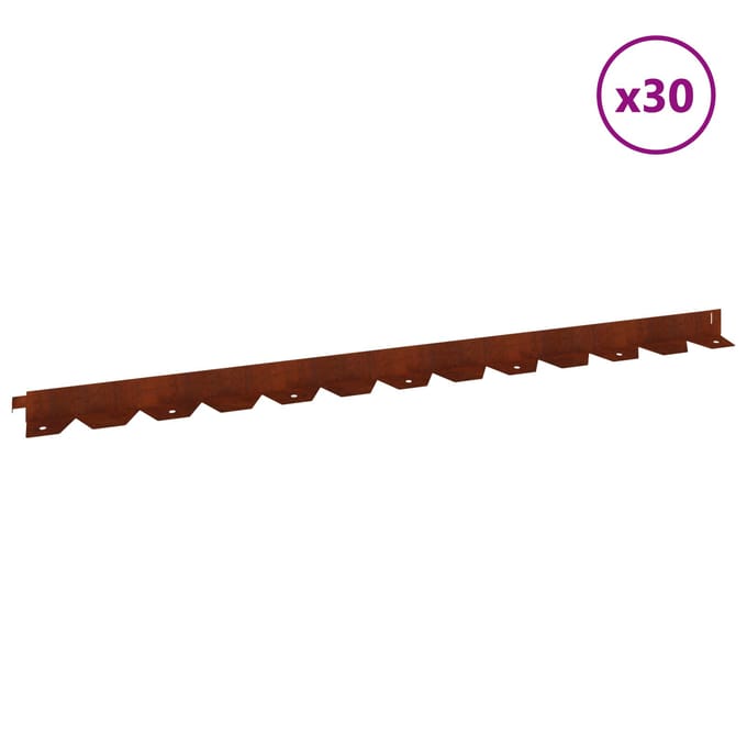 vidaXL - Gazonrand - 30 - st - 102 - x - 4 - x - 4 - cm - Staal - Roestig