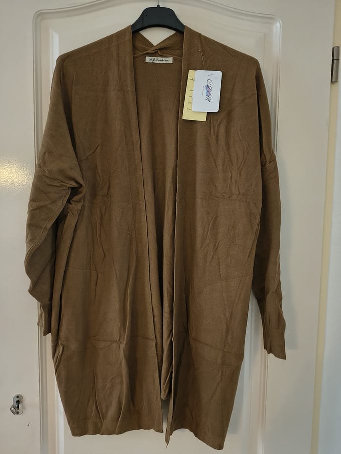 Halflang warm dames vest Dysa-effen camel-Maat M/L