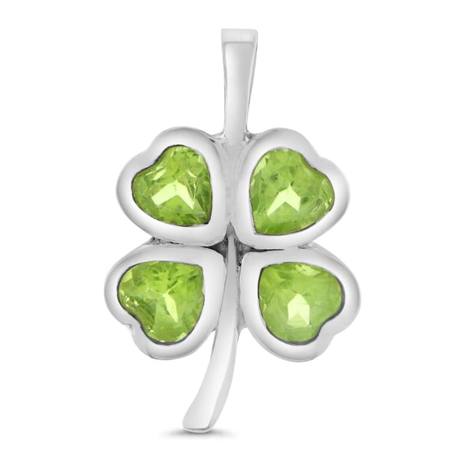 SilverGems zilveren Klavertje vier hanger met Peridoot edelstenen