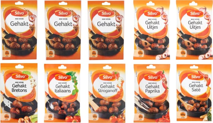 Silvo® | Gehaktmix Assorti 10 zakjes | 7 soorten gehaktkruiden | gehaktbal | mixpack