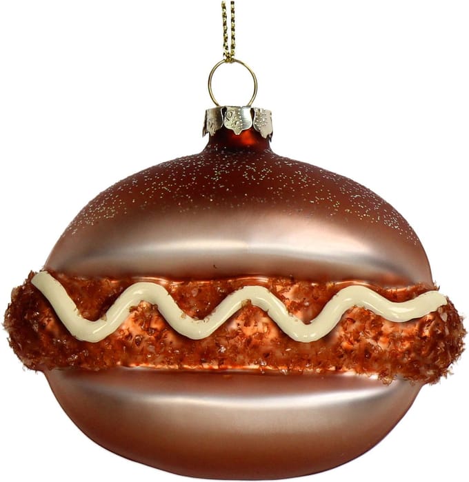 Ornament kerstbal Kroket Sandwich Glas Bruin 8.5 cm HD Collection