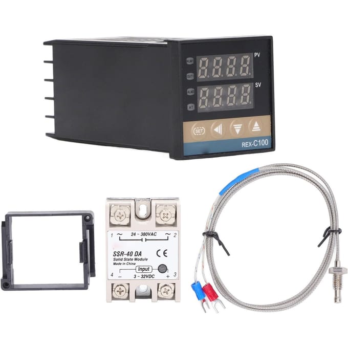 Kit Thermostat PID Numérique Étanche Haute Précision Professionnel PID REX C100 Régulateur de Température pour Ferme 100V‑240V black
