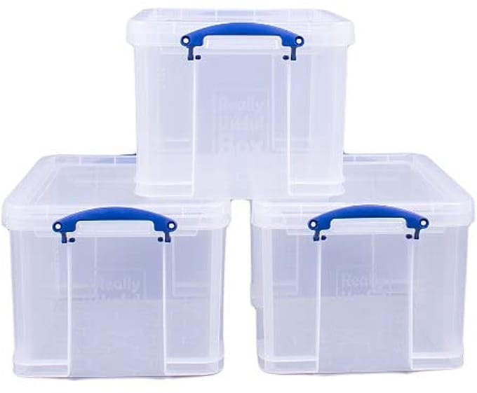 Opbergdozen 3-Pack 35 L - Kleurloos en Transparant