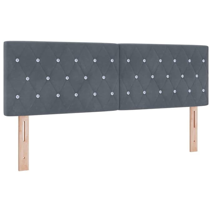 vidaXL - LED - Hoofdbord - met - hoofdeinde - Donkergrijs - 144 - cm - Fluweel