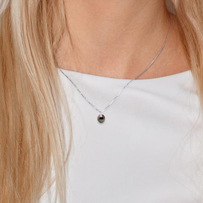Ketting Tahitiaanse parel hanger 8-9mm Peer 925