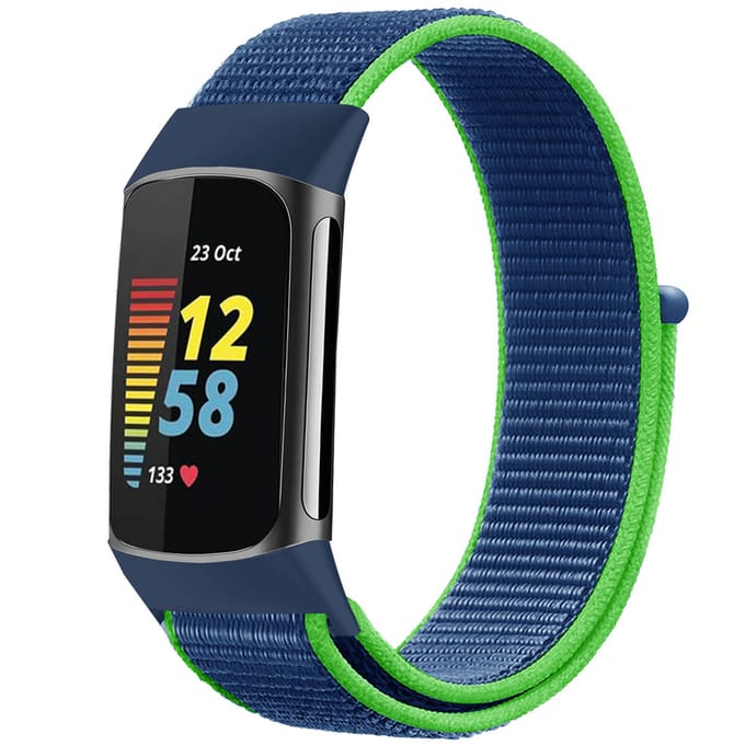 imoshion Nylon bandje voor de Fitbit Charge 5 - Maat S - Blue & Green
