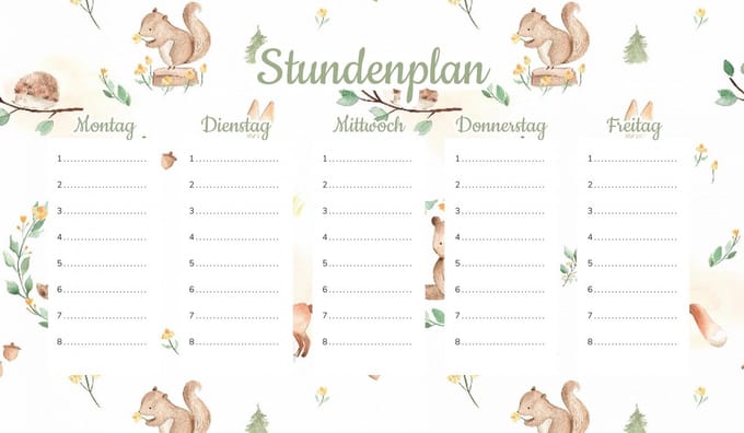 Wallvy - Magnetische Lesrooster - Pastel Bosdieren - 45x26 cm - Personaliseerbaar
