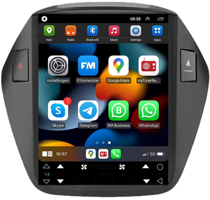 Carplay autoradio geschikt voor Hyundai ix35 | 2009 t/m 2015 | Android 13 | Draadloos Apple Carplay & Android Auto | 2GB + 32GB | Tesla Style | 8-Core processor | Davilon | 2025 model | 2009 2010 2011 2012 2013 2014 2015 | Bluetooth & Wifi