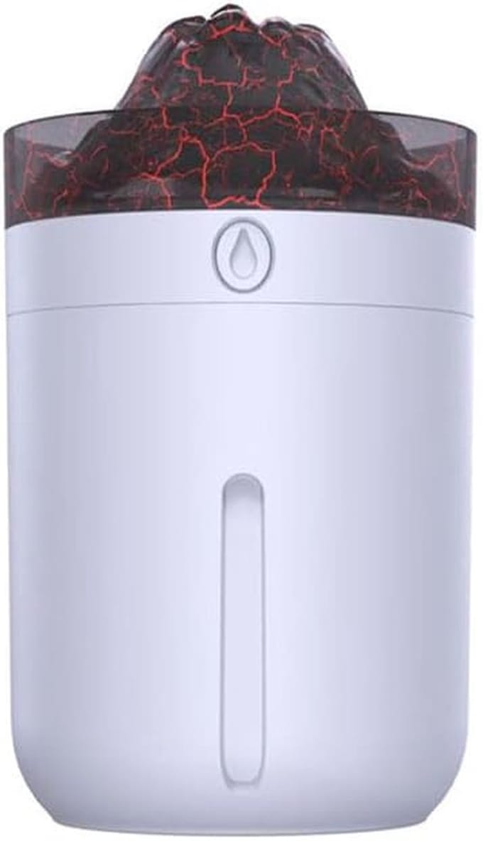 Luchtbevochtiger Vulkaan - Desktop Vernevelaar - Lucht Hydrateren - Stille Werking - 330 ml Tank - Wit