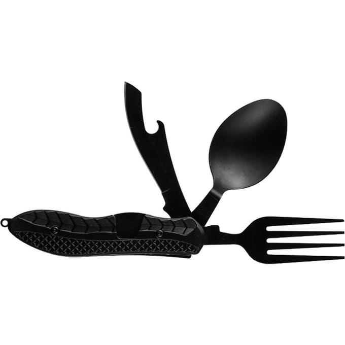 4 in 1 Camping Bestek Roestvrij Staal Opvouwbaar Afneembaar Multifunctioneel Multitool Mes voor black