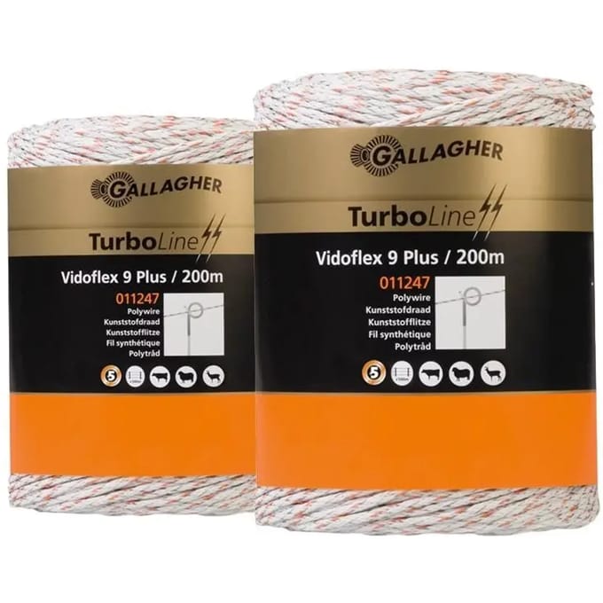 Gallagher Duopack Vidoflex 9 TurboLine Plus Wit (2x200m) - Voor superieure stroomgeleiding