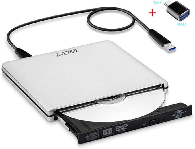 Externe CD/DVD Speler USB 2.0 – Compatibel met , Laptop en Windows 7/8 PC Zilver