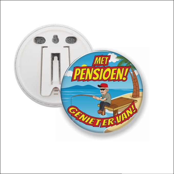 Button Met Clip 58 MM - Met Pensioen - Vissen