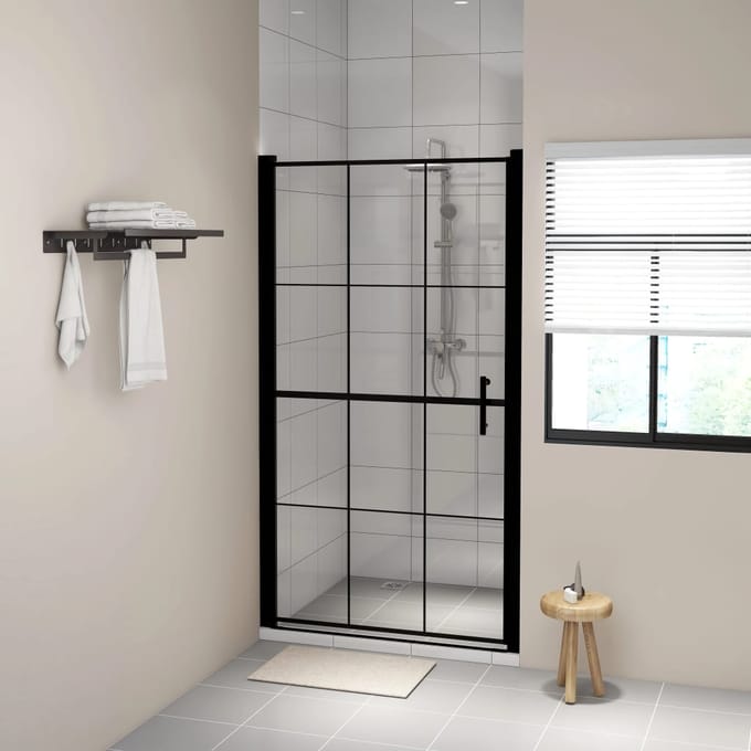 vidaXL - Douchedeur - 100x178 - cm - gehard - glas - zwart