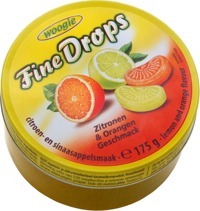 Woogie Citroen-Sinaasappel Snoepjes in Blik 175g