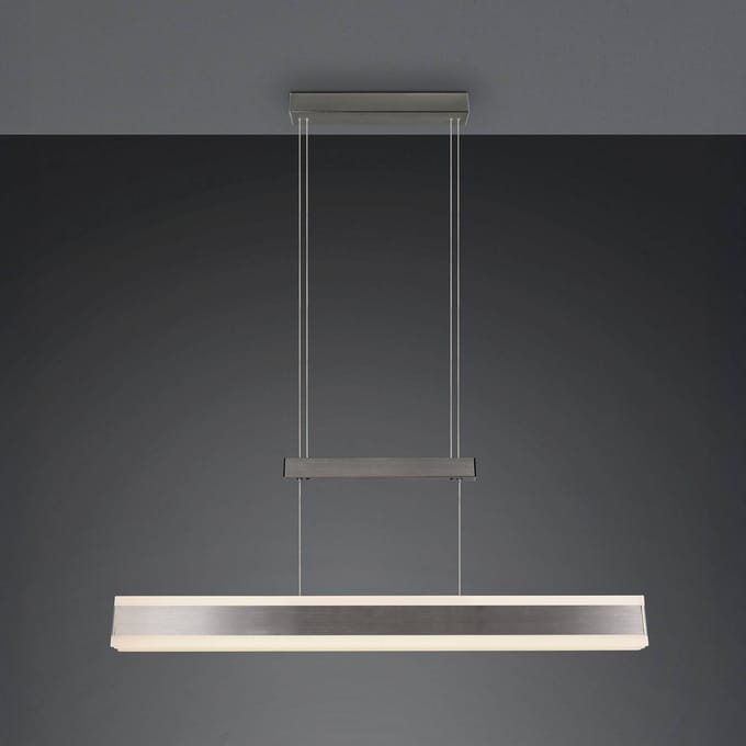 Trio Lighting LED hanglamp Arcola, nikkelkleurig, 152 cm, CCT-touchdimmer