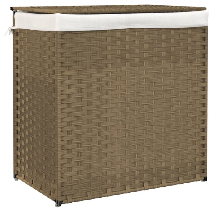 vidaXL - Wasmand - met - 2 - vakken - 53x35x57 - cm - poly - rattan