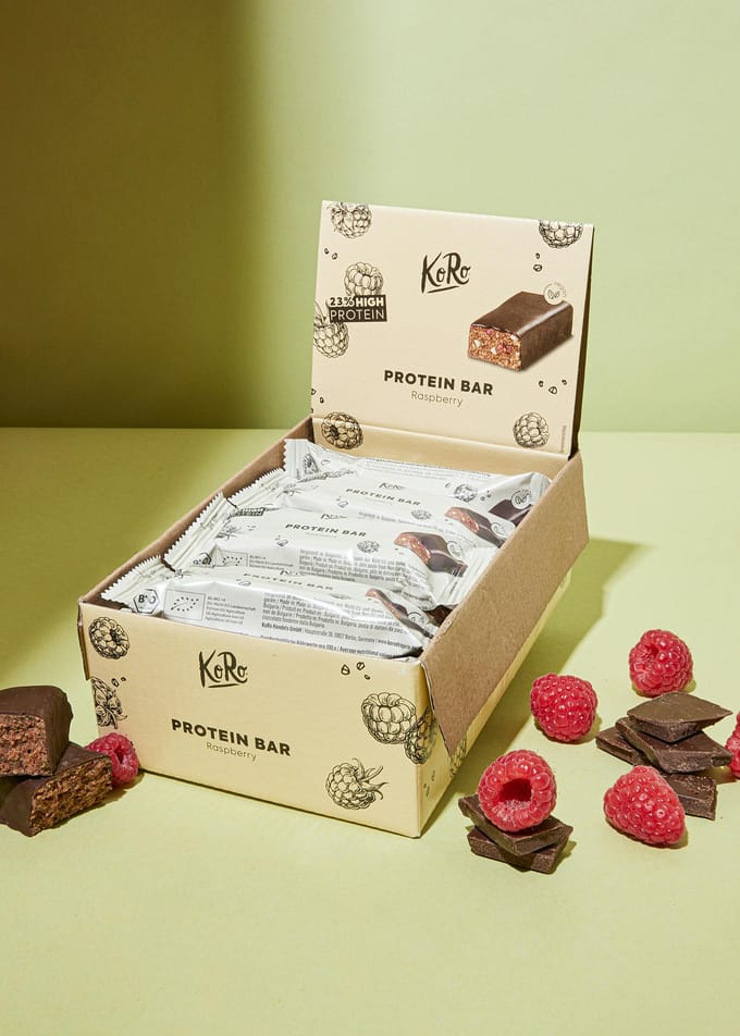 KoRo | Bio vegan protein bar framboos-chocolade 12 x 50 g
