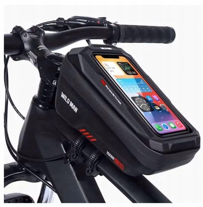 Wild Man XS2 Fiets Frametas 1L Zwart/Rood - Waterdicht & Smartphone Houder