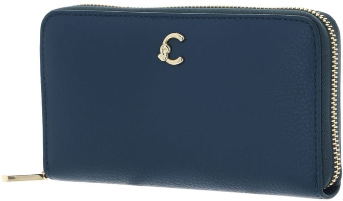 COCCINELLE Leren portemonnee C-Me Wallet Grained Leather Deep Blue blauw