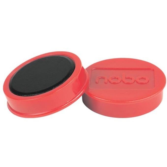 Nobo Magnetische Whiteboard Magneten, pak van 10 stuks, 38mm Gekleurde Magneten Rood