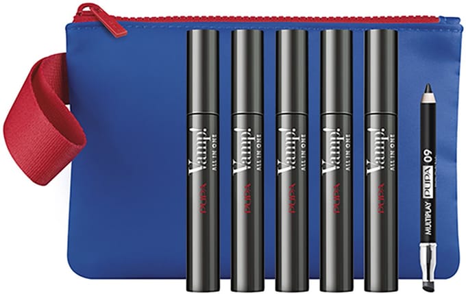 5 stuks Pupa VAMP! All in One Mascara 101 Extra Black met mini multiplay 09 black in een luxe etui
