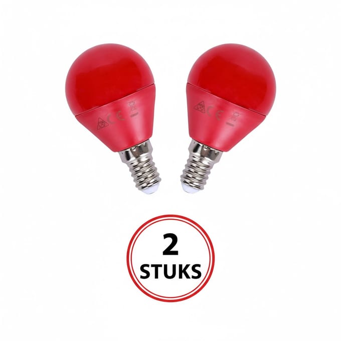G45 kogellamp 2 stuks | E14 LED lamp 4W=30W gloeilamp | rood licht