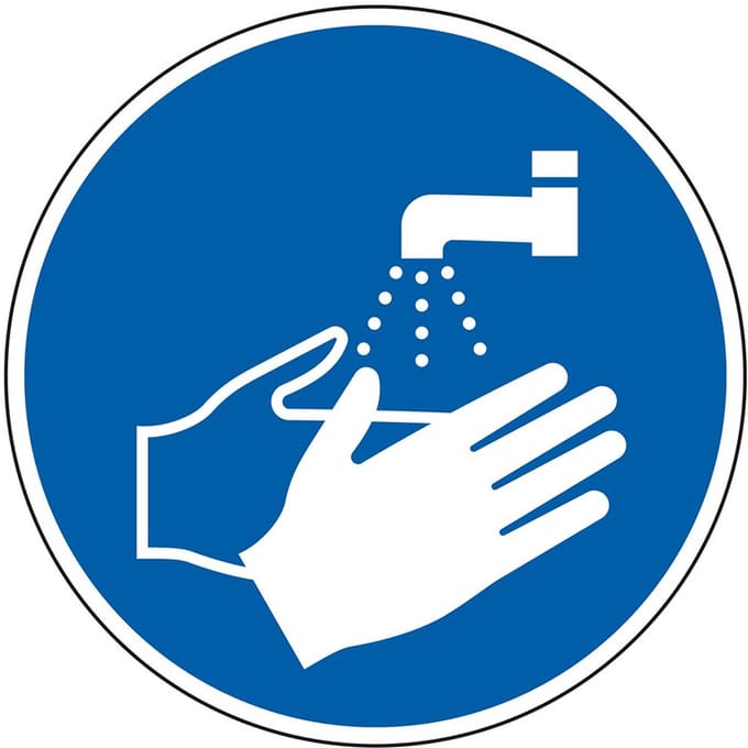 Handen wassen verplicht bord - kunststof - M011 150 mm