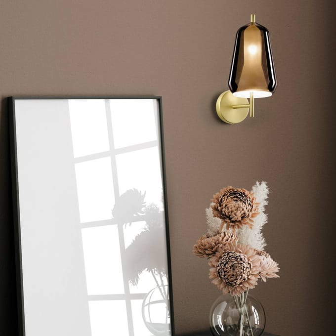 miloox by Sforzin X-Ray wandlamp, brons/goudkleurig, hoogte 29 cm, glas