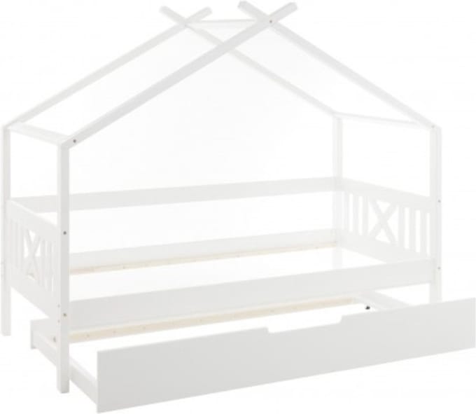 Huisbed - 90x200 cm - met logeerbodem - wit