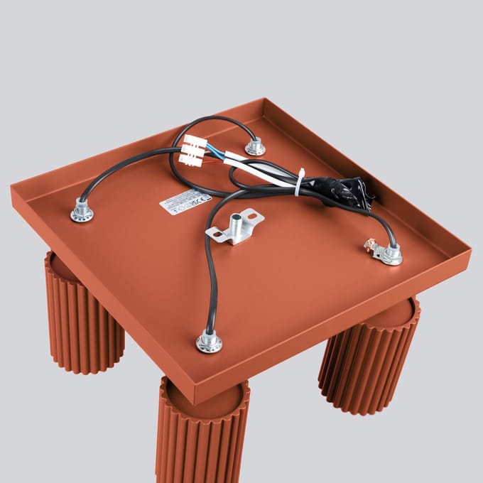 Plafondlamp KARBON 4 met geribbelde spots op compacte basis - Sollux Lighting - IP20 - Okerrood aluminium behuizing - 25 x 25 x 16.5 cm - 4 x GU10 LED, exclusief lichtbron - 4 x 10 W - Minimalistische plafondlamp voor woonkamer en slaapkamer