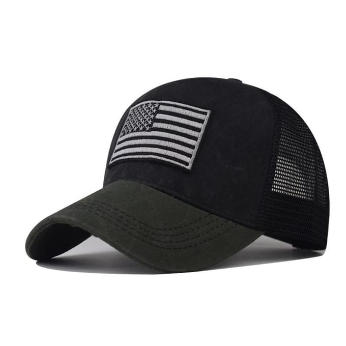 Tactische Baseballpet Heren Dames Katoen Vlag van de VS Unisex Outdoor Hardloopmuts Adjustable black