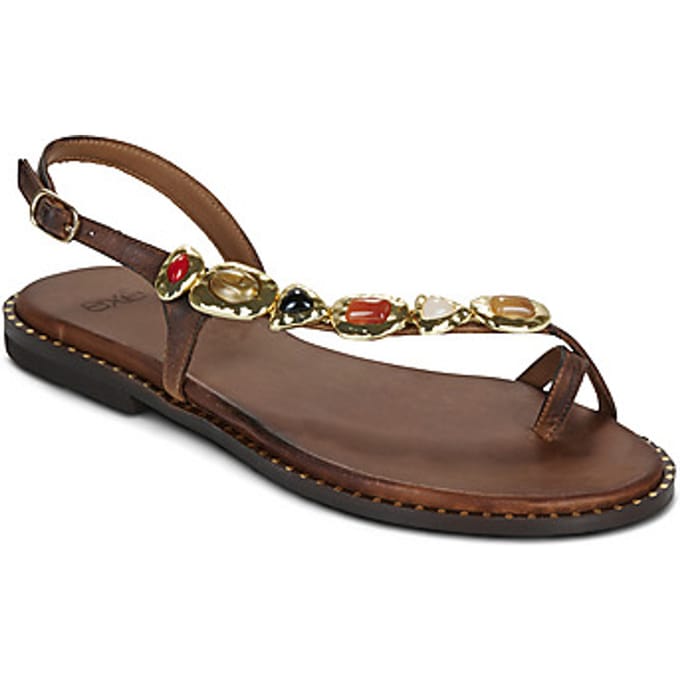 Platte sandalen Exé Shoes 557 IRENE-LEATHER-BROWN