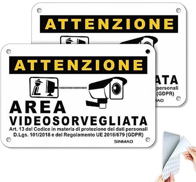 Waarschuwingsbord Videobewaking Aluminium 15x10 cm - Set van 2