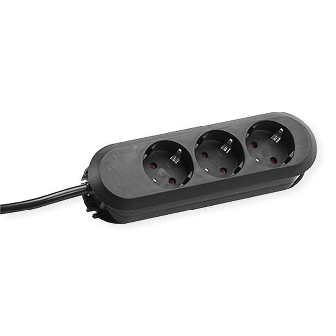BACHMANN SMART stekkerdoos 3x geaard contact, zwart, 3 m