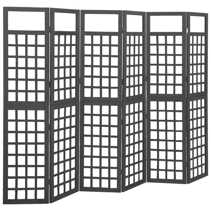 vidaXL - Kamerscherm/trellis - met - 6 - panelen - 242,5x180 - cm - vurenhout - zwart