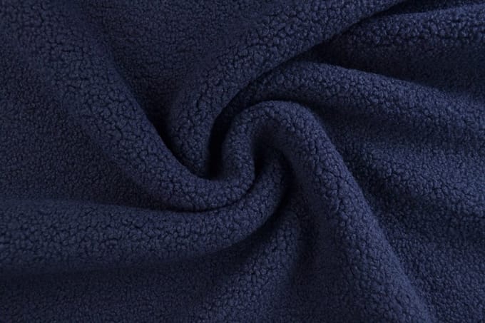 1 meter teddy bont stof - Marineblauw - 160cm breed