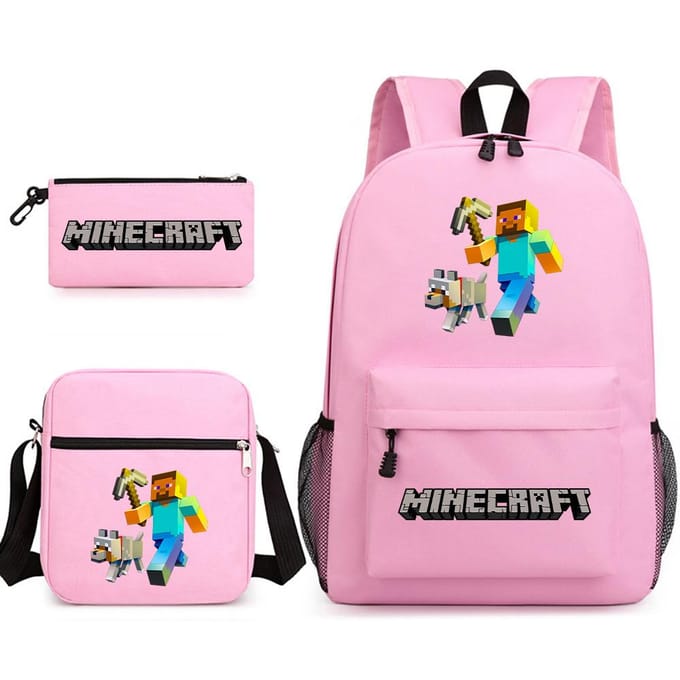 Minecraft Schooltas Game Merchandise Student Grote Capaciteit Print Drie Delige Schooltas Mannen En Vrouwen Three-piece set