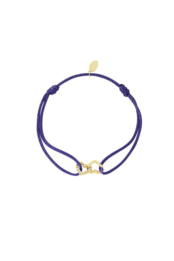 Satin bracelet connected heart - Armband - dark blue - Blauw- Yehwang - hart -Valentijnsdag