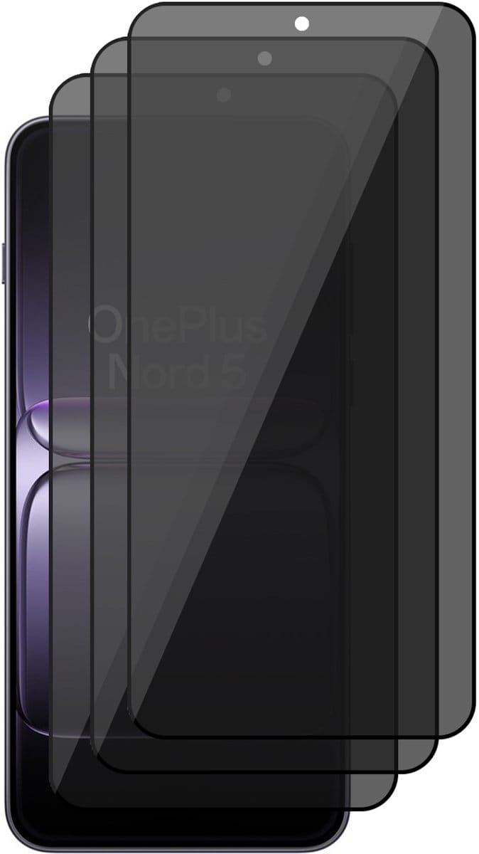 Privacy Screenprotector geschikt voor OnePlus Nord 5 - 3x Volledig Dekkend Glas Screen Protector