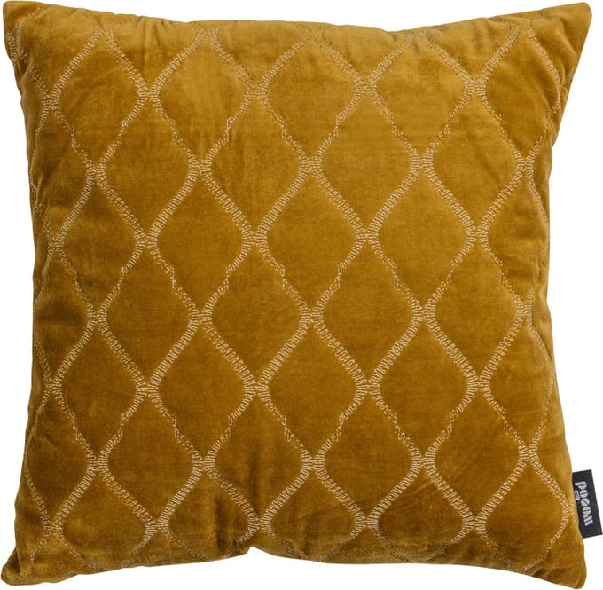 WOOOD Nella Kussen - Velvet - Warm Geel - 45x45x10