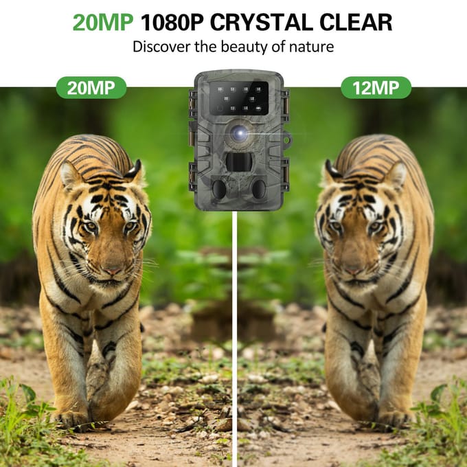 Trail Camera Waterdichte 20MP 1080P Jachtcamera met 3 Infraroodsensoren Nachtzicht Bewegingsdetectie camouflage