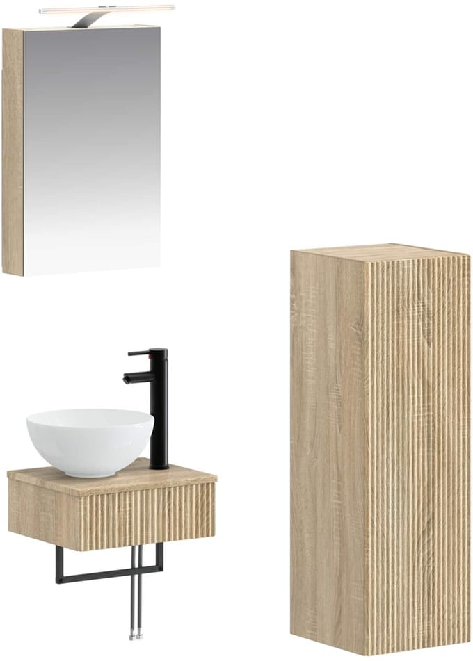 vidaXL - Badkamerkast - set - 4 - st - Sonoma - Eiken - Bewerkt - hout