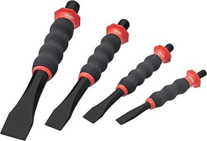Platte beitelset 4-delig - Ergonomische handgreep en veilige opslag