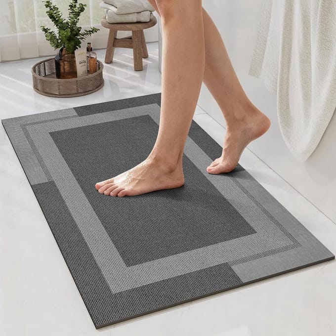 Badmat - Douchemat - Snel Drogen - Antislip Rubber - 40x60 cm - Donkergrijs
